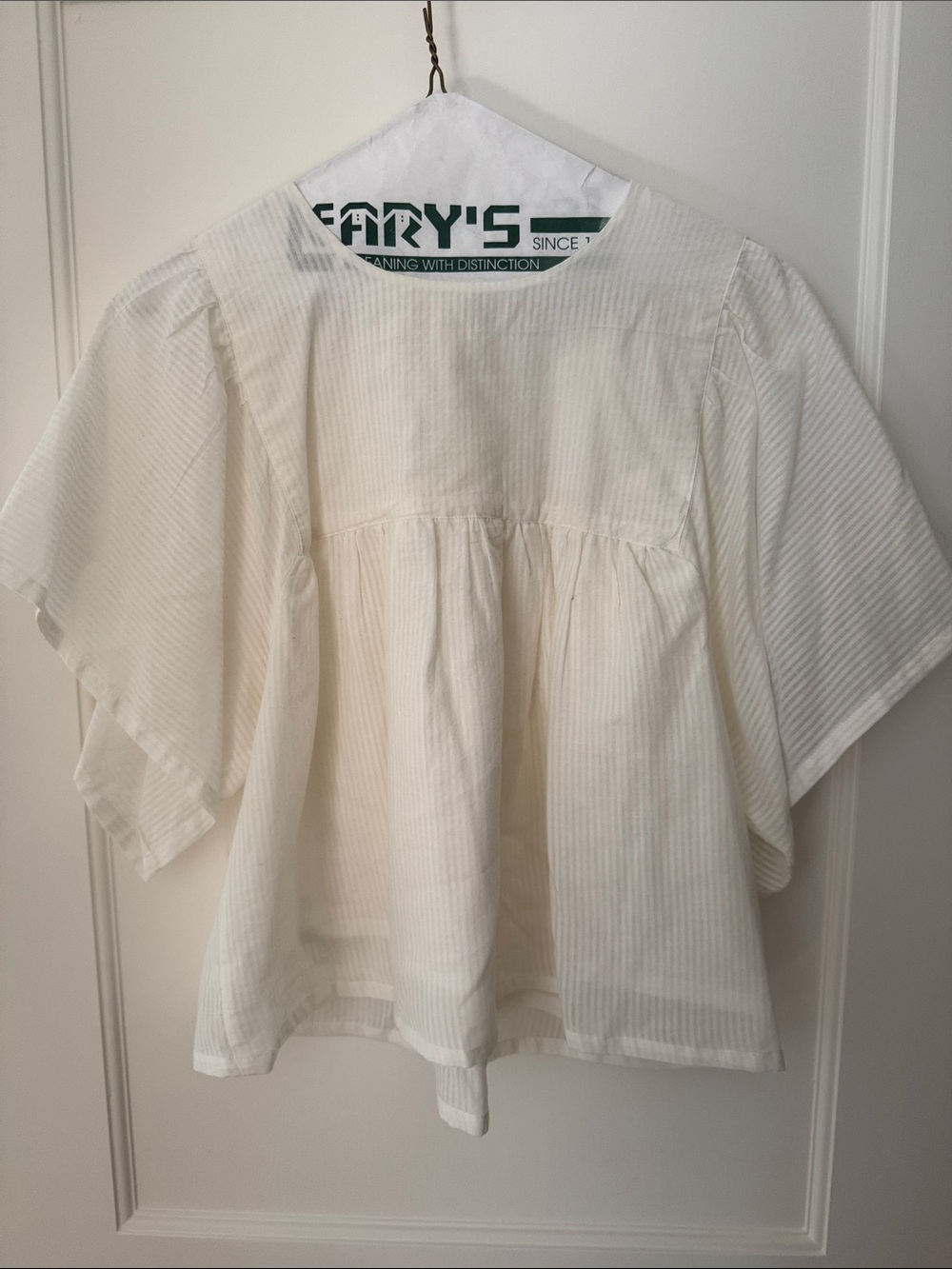 Emerson Fry Lightweight Cream Striped Flutter Sleeve Blouse